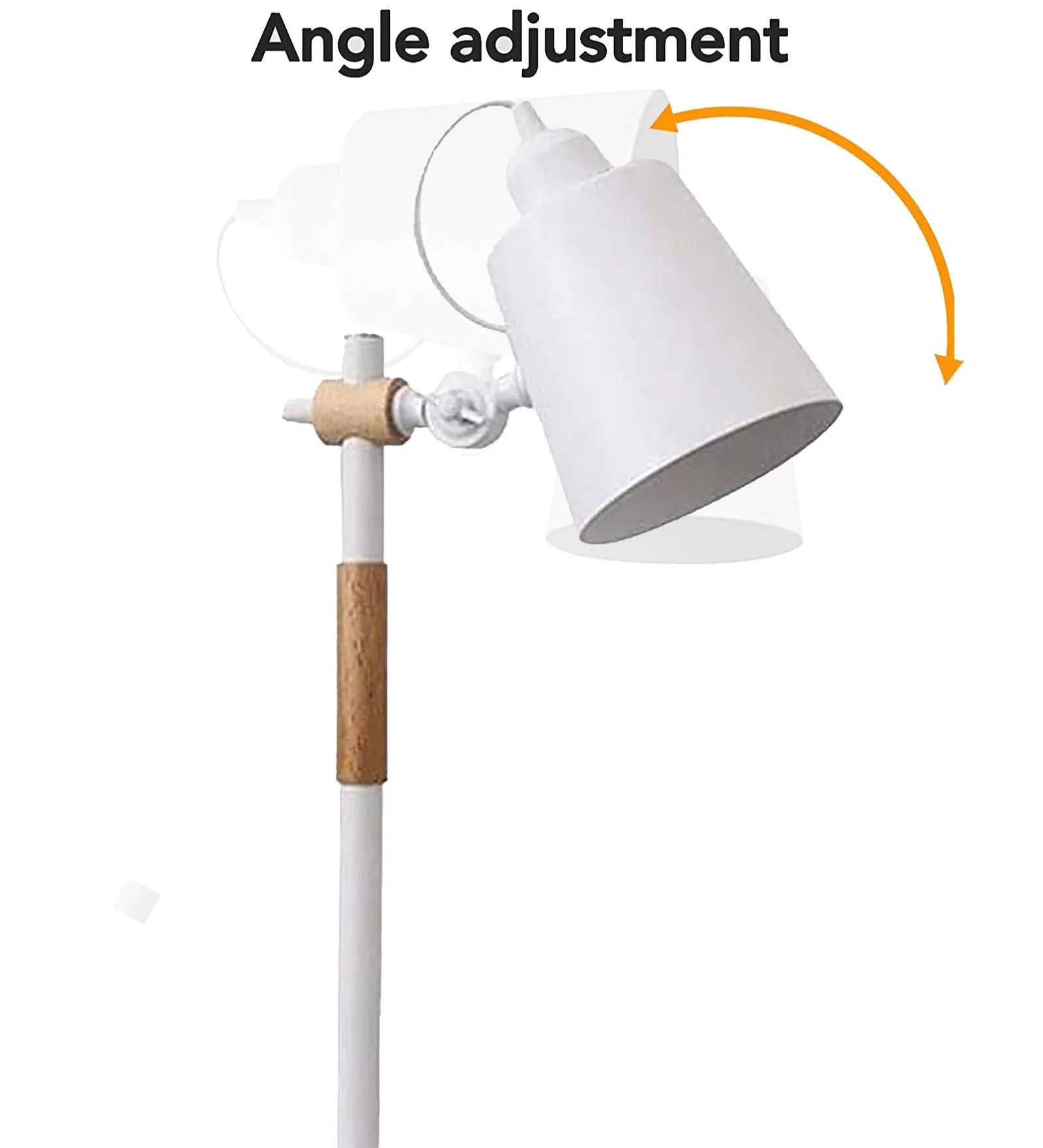Nordic Adjustable White Metal Reading Lamp with Solid Natural Wood Base – Modern Study & Desk Lamp