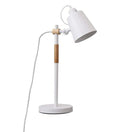 Nordic Adjustable White Metal Reading Lamp with Solid Natural Wood Base – Modern Study & Desk Lamp