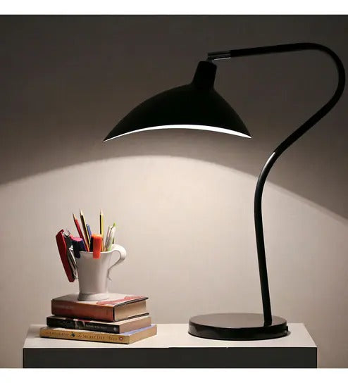 Metal Study Lamp with Matte Black Base – Adjustable Desk Lamp for Study, Office & Home